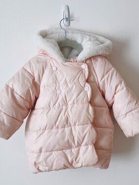 Jacadi Baby Girl Faux Fur Lined Hooded Puffer Jacket 24M
